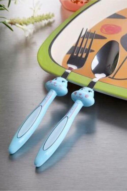 Hayvan Figürlü Bebek- Çocuk Mama Çatal Kaşık Seti Sevimli Figürlerde 18 Cm