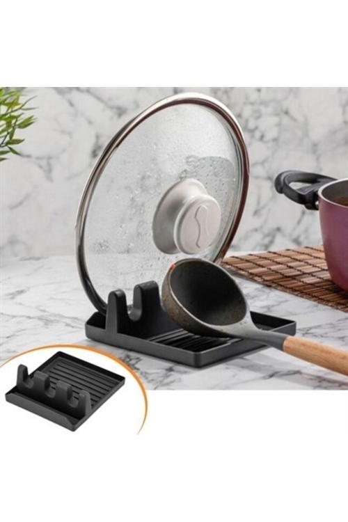 Tencere Kapak Tutuculu Kaşıklıklı Tencere Kapak Standı Pratik Kaşık Kepçe Altlık Düzenleyici