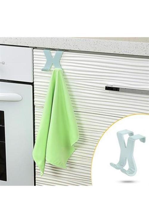 Mutfak Banyo Dolap Kapağına Takılan Plastik 2 Kancalı Havlu Askılığı Aparatı
