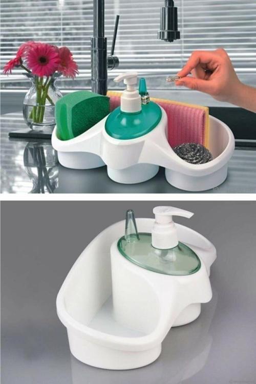 Mutfak Banyo Plastik Sıvı Sabunluk Süngerlik Yüzüklük