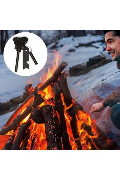Magnezyumlu Çakmak Taşı Kazıyıcı Taş Ateş Başlatıcı Şişe Açacağı Kamp Aracı Ölçüm Cet I