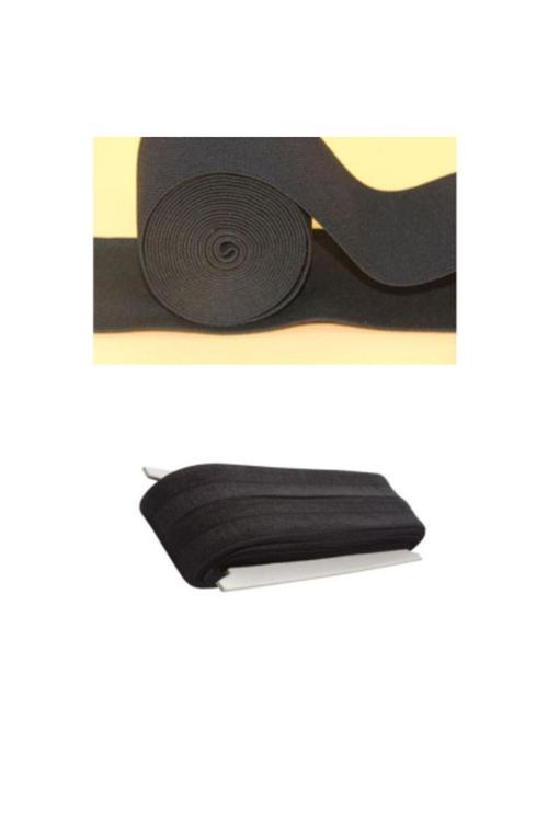 Siyah - 1.5Cm Paça Lastik Yassı Geniş 10Mt. (4415)