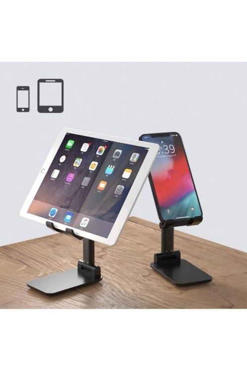 Siyah Aynalı Cep Telefonu Sabitleyici Stand Katlanabilir Ayarlanabilir Telefon Standı (4415)