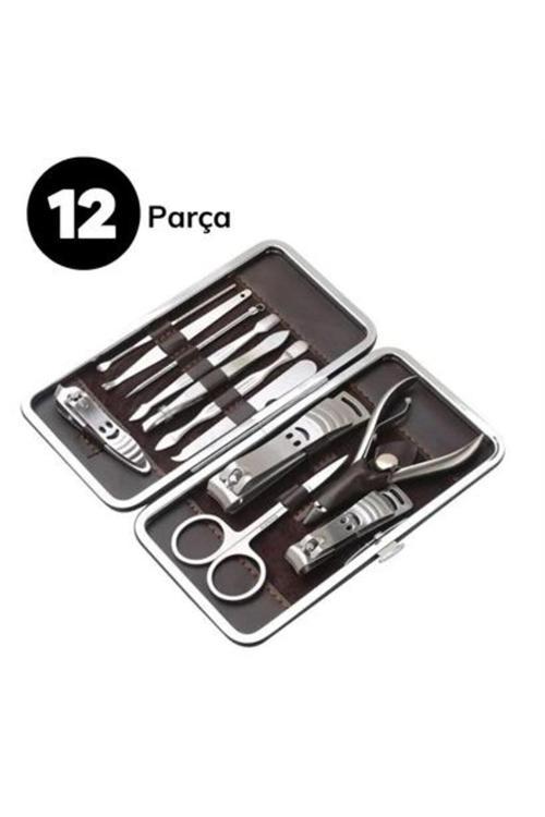 12 Parça Çanta Tipi Manikür Pedikür Tırnak Bakım Seti Makas Tırnak Makası Kronk Tırnak Eti Bakım