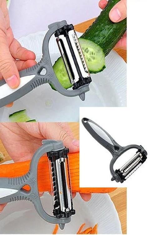 Turbo Soyacak  3 Fonksiyonlu Rende Soyacak - Tırtıklı -Dalgalı- Chips Kesici Döner Başlıklı