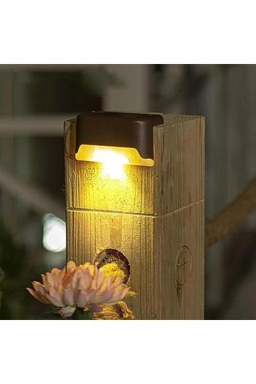 Solar Güneş Enerjili Şarj Edilen Köşebent Merdiven Veranda Bahçe Yolu Led Lamba Işık 4 Adet
