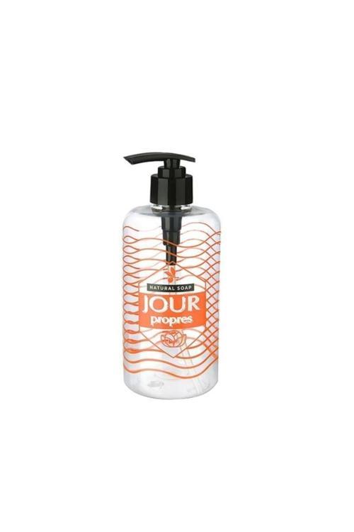 Turuncu Şeffaf 500 Ml Yuvarlak Sıvı Sabunluk Mutfak Banyo Sabunluk