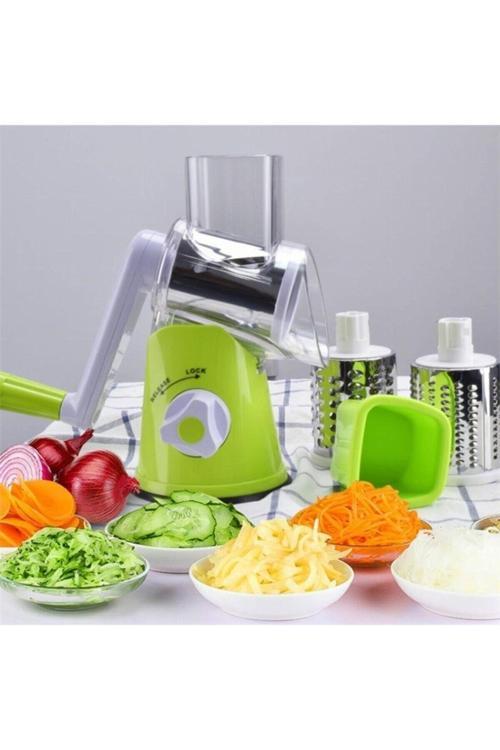 Tutma Kollu Çevirmeli Pratik Rulo Rende Drum Grater Ayarlı Farklı Başlıklı Doğrayıcı