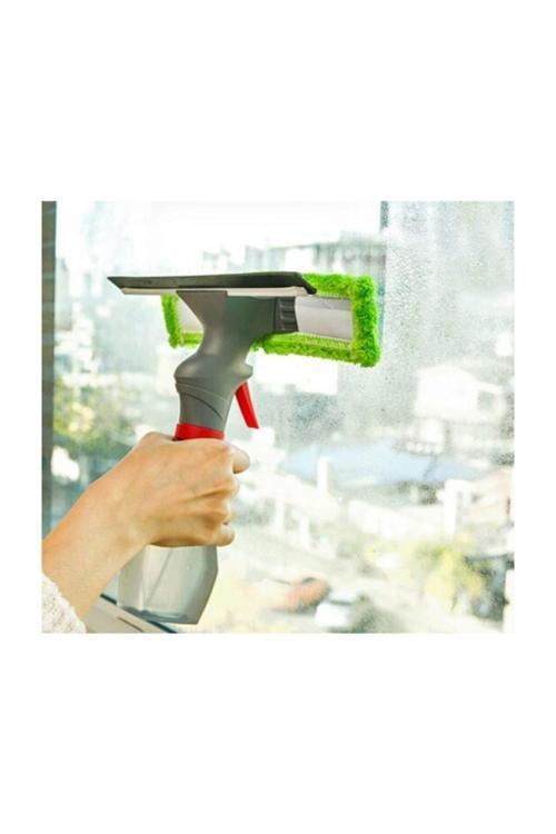 Spreyli Su Hazneli Mikrofiber Cam Mopu - 2 Fonksiyonlu Mop Ve Çekçekli Cam Sileceği Iz Bırakmaz