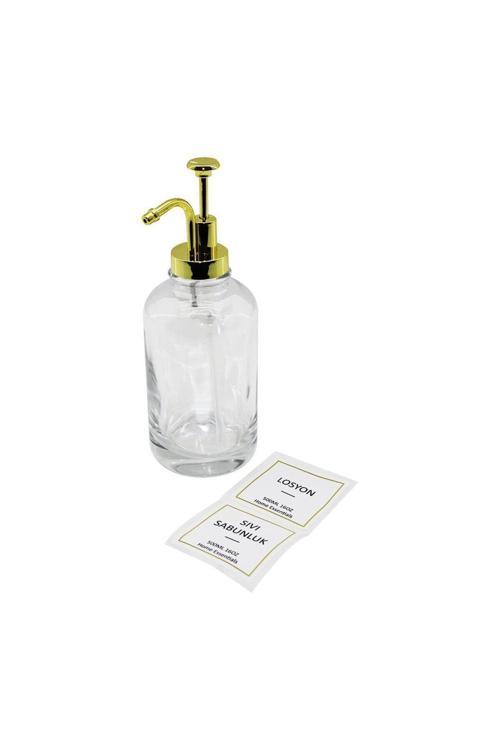 Yuvarlak Şeffaf Cam Sıvı Sabunluk 500Ml (4415)