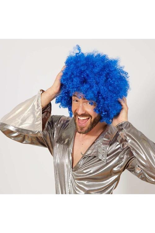Mavi Renk Kıvırcık Afro Bonus Peruk (4415)