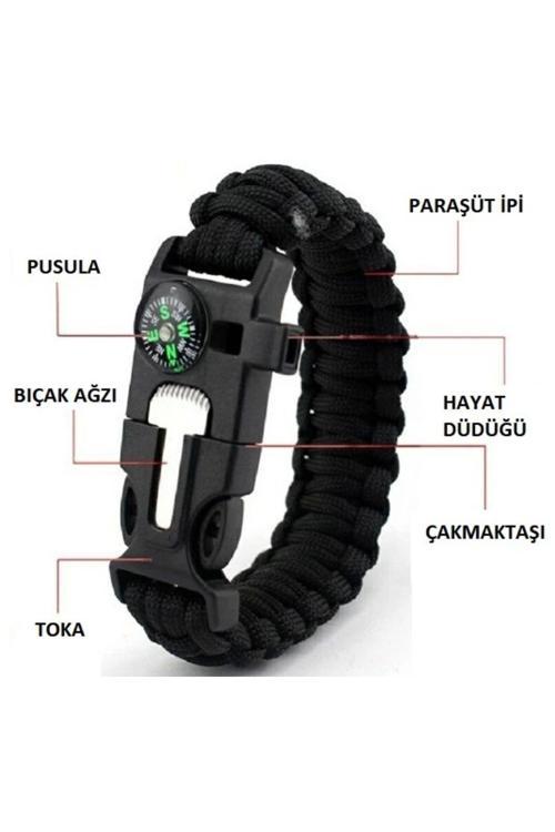 Pratik Survival Kamp Bileklik Düdük Çok Amaçlı