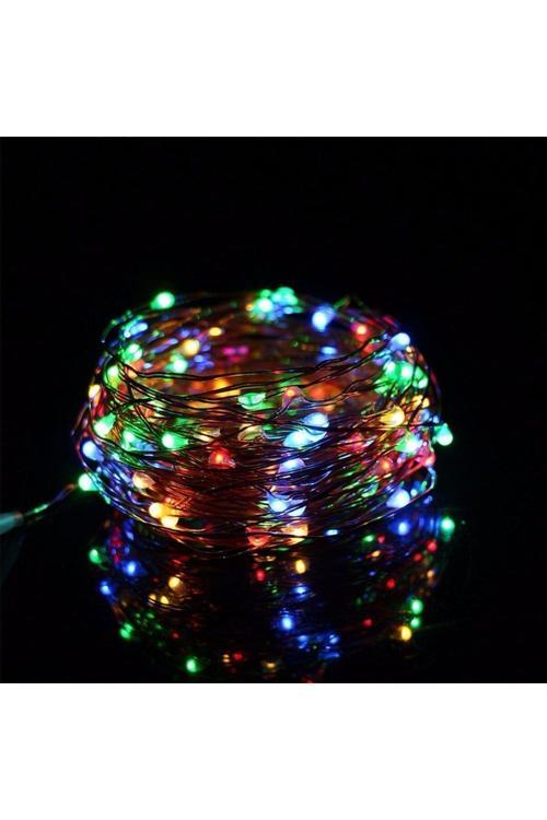 Pilli Renkli Peri Led Işık Saçak 10 Metre Dekoratif Aydınlatma (Rgb) Yılbaşı Ağaç Işığı