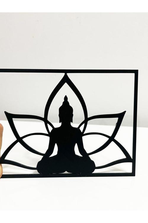 Plastik Duvar Dekorasyon Süsü Lotus Budha Figürlü Duvar Kapı Süsü Yapışkanlı