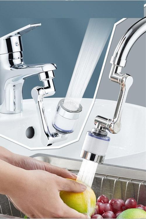 Plastik Filtreli Kireç Hapsedici Robotik Kol Musluk Başlığı - Mutfak Banyo Musluk Uzatma Aparatı Ucu