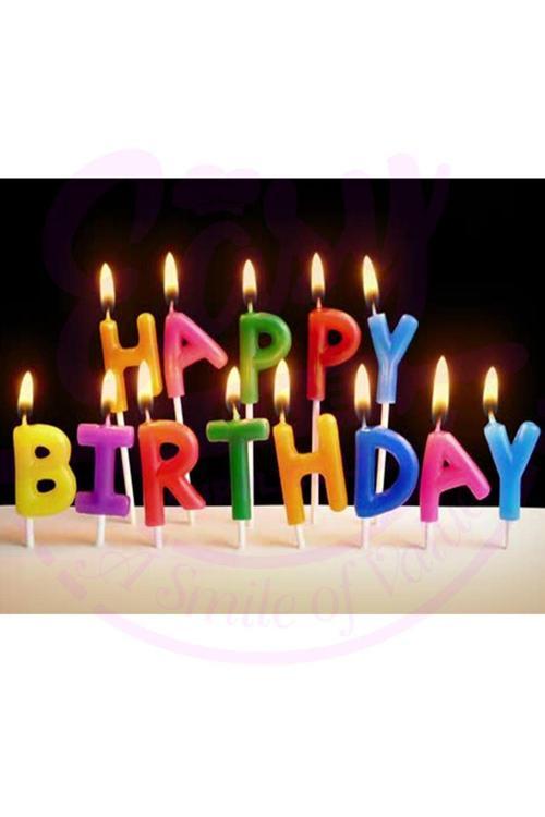 Rengarenk Happy Birthday Yazılabilen Doğum Günü Mumu (4415)