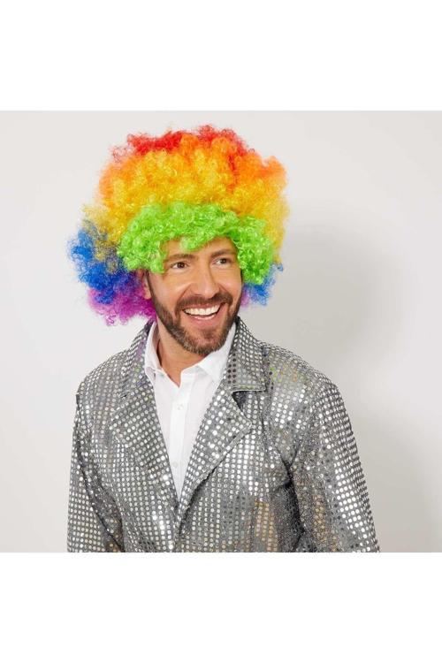 Rengarenk Kıvırcık Afro Bonus Peruk (4415)
