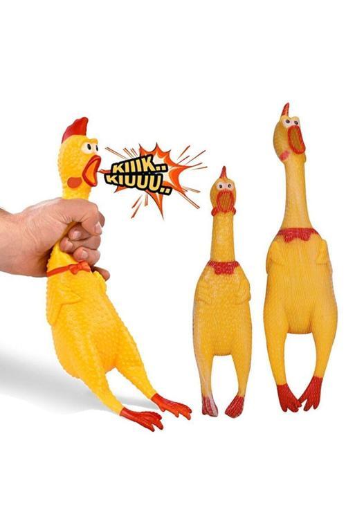 Sarı Kauçuk Çığlık Atan Horoz Pet Köpek Kedi - Bebek Komik Oyuncak Hediye Çiğneme Oyuncağı