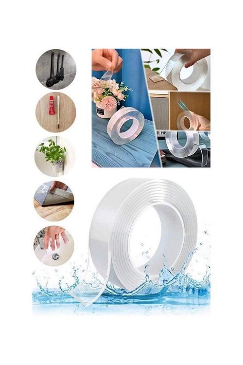 Şeffaf Jel Çift Taraflı Yapışkan Bant Montaj Bandı Ev Ofis Araç Halı Kaydırmazlık Bandı (2M X 3Cm)