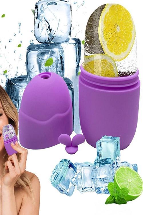 Silikon Buz Rulosu Buz Topu Kalıbı Kapaklı Yüz Buz Uygulama Masajı Cilt Bakım Kalıbı