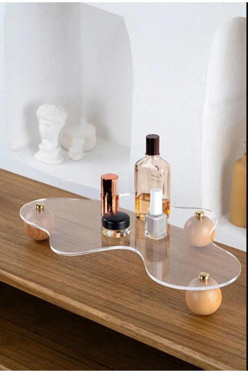 Ahşap Top Ayaklı Gold Düğmeli Şeffaf Organizer Düzenleyici Stant Pinterest