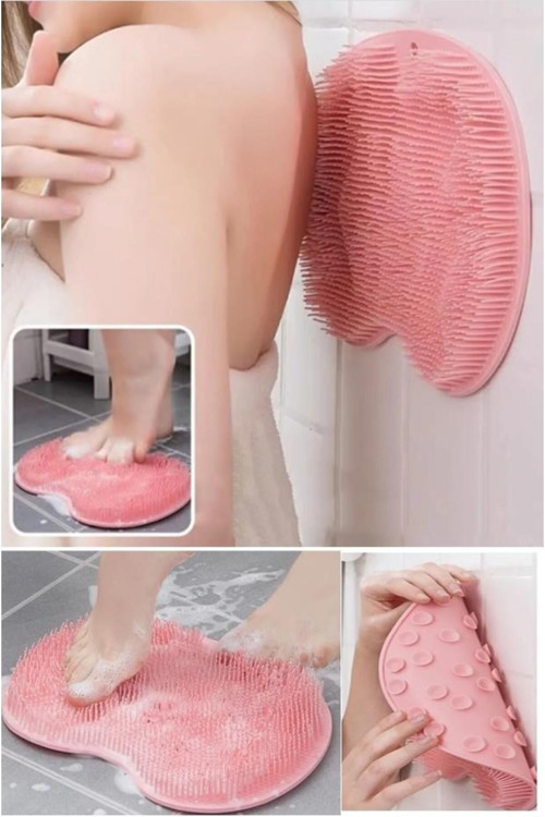 Vantuzlu Silikon Banyo Fırçası Ayak Masaj Pedi Sırt Kesesi Vücut Yıkama Lifi