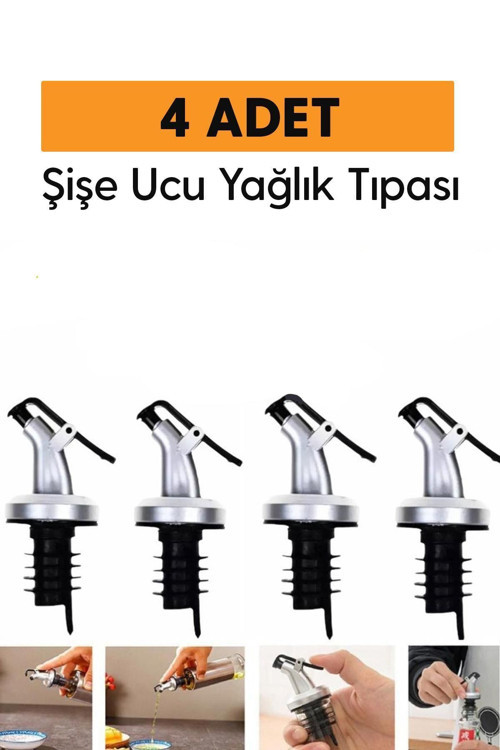 4 Adet Yağ Tıpası Yağdanlık Şişe Ucu Yağlık Sirkelik Sosluk Başlığı Damlatmaz