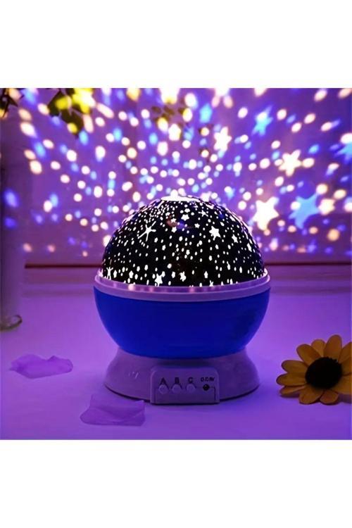 Dönen Renkli Yıldızlı Gökyüzü Projeksiyon Gece Lambası