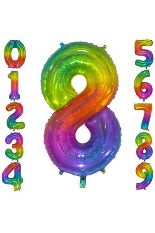 Rainbow Konsept Balon 8 Rakam Balon 1 Metre Büyük Boy