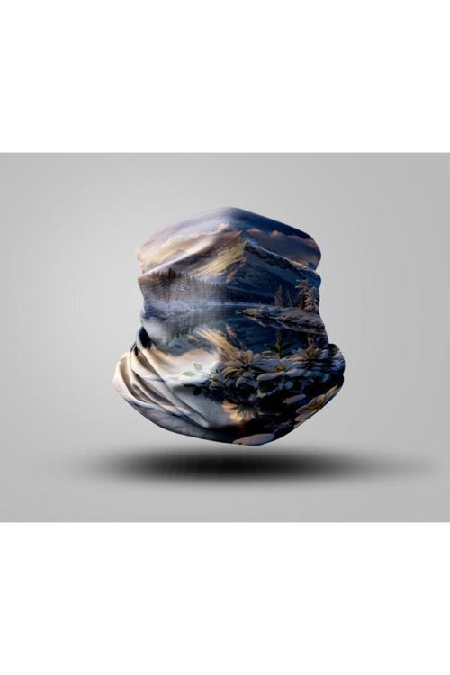 Dağ Tasarımlı Motorcu Buff Maske Outdoor Boyunluk Unisex Bandana