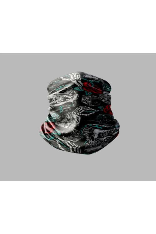 Kuru Kafa Tasarımlı Motorcu Buff Maske Outdoor Boyunluk Unisex Bandana