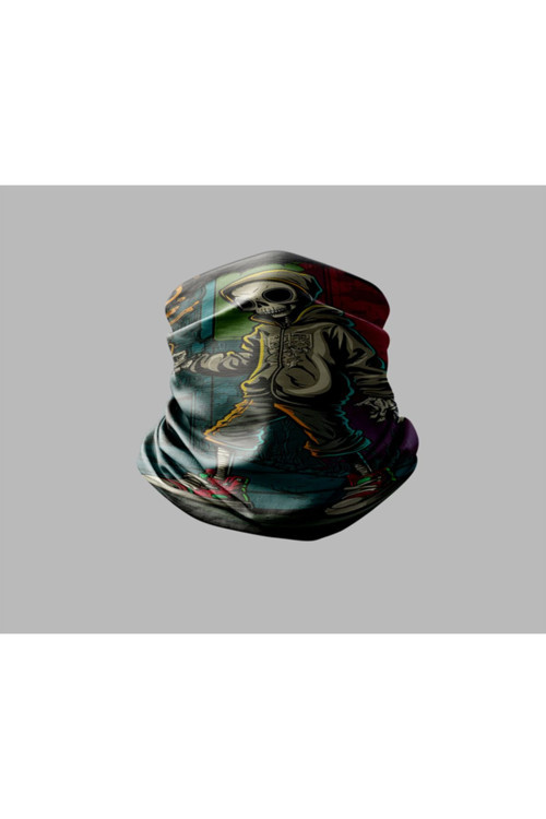 Kuru Kafa Tasarımlı Motorcu Buff Maske Outdoor Boyunluk Unisex Bandana