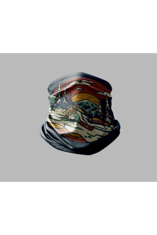 Kayak & Dağ Tasarımlı Motorcu Buff Maske Outdoor Boyunluk Unisex Bandana