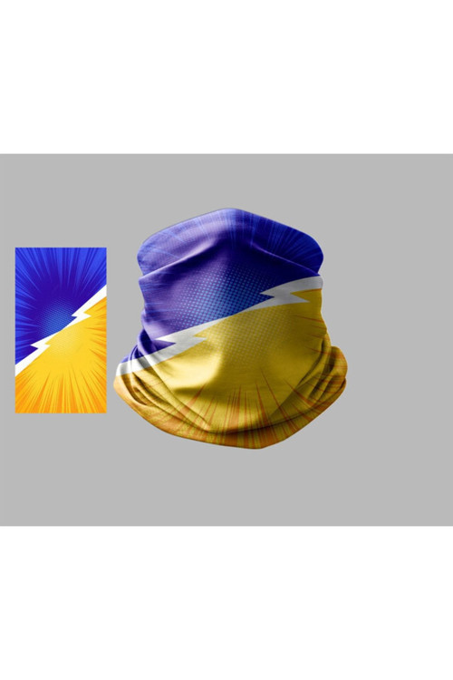 Sarı Lacivert Tasarımlı Motorcu Çok Amaçlı Outdoor Boyunluk Unisex Bandana
