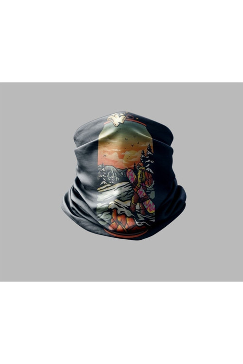 Kayak & Dağ Tasarımlı Motorcu Buff Maske Outdoor Boyunluk Unisex Bandana