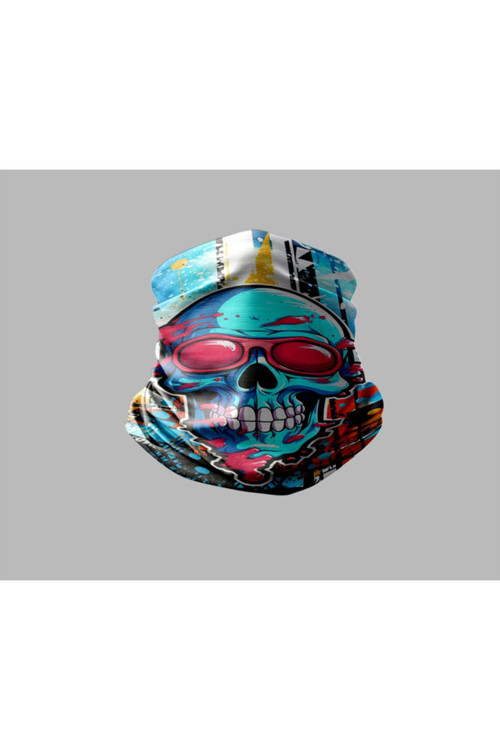 Kuru Kafa Tasarımlı Motorcu Buff Maske Outdoor Boyunluk Unisex Bandana