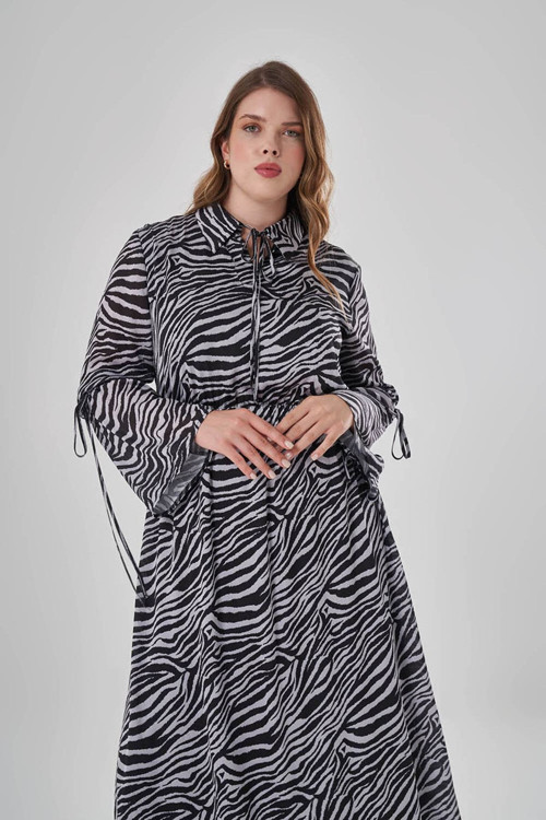 Zebra Desenli Elbise 46