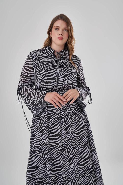 Zebra Desenli Elbise 48