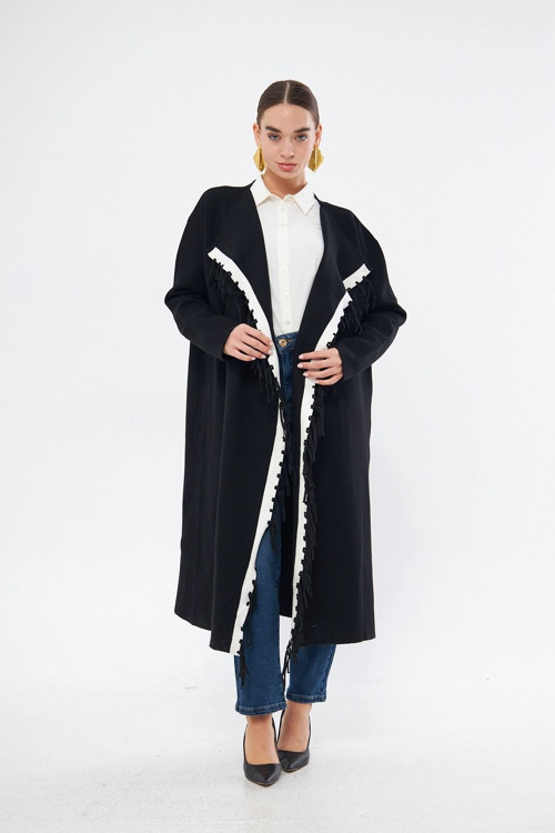 Çelik Örgü İpli Siyah Hırka 40