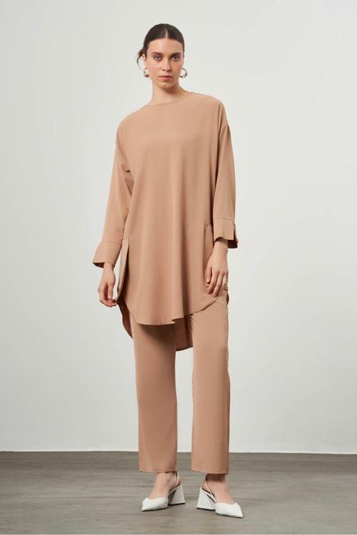 Desen Dokulu Cepli Taba Tunik M