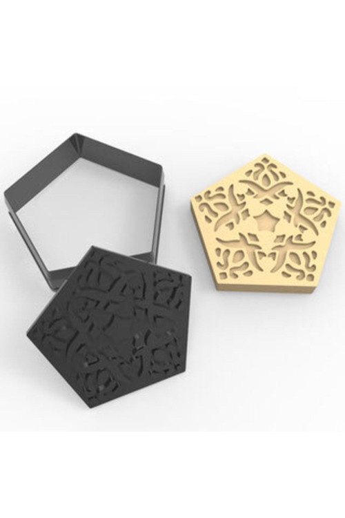 Beşgen Motifli Kurabiye Damga & Kesici Set - Kurabiye Kalıbı