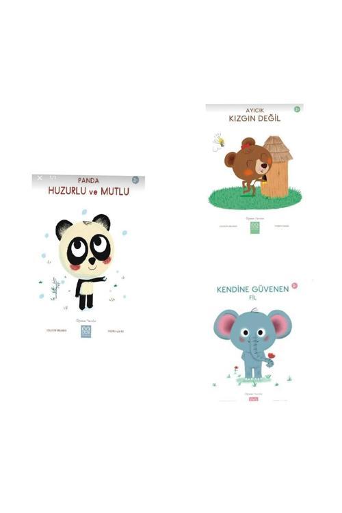 kendine güvenen fil , ayıcık kızgın değil ve panda huzurlu ve mutlu 3 lü set