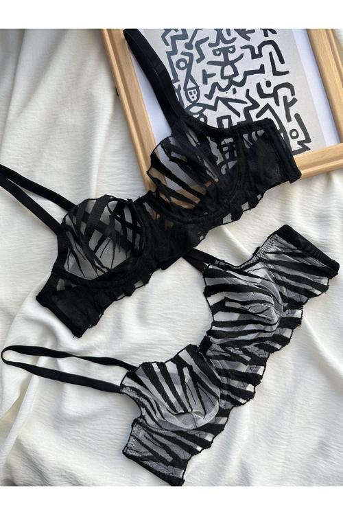Sword Siyah Bralet Takımı beyaz 85A