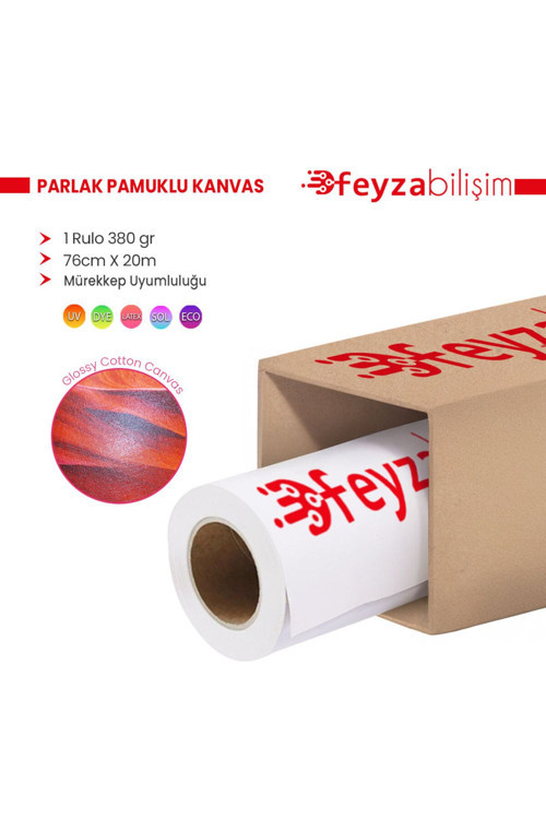 ® Cotton Kanvas Parlak % 100 Pamuk Tuval 380Gr Ecosolvent Latex Uv Uyumlu 76Cmx 20 Mt (1 Rulo)