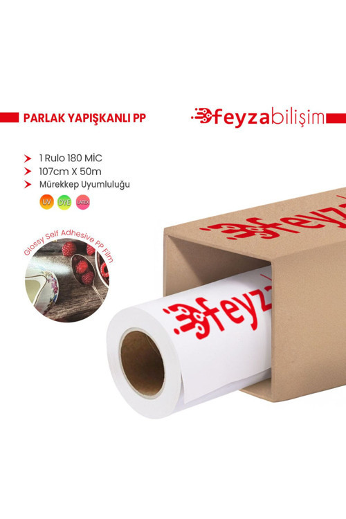 ® Glossy (Parlak ) Yapışkanlı Pp Film Dye 180 Mic 107Cm X 50 Mt (1 Rulo)