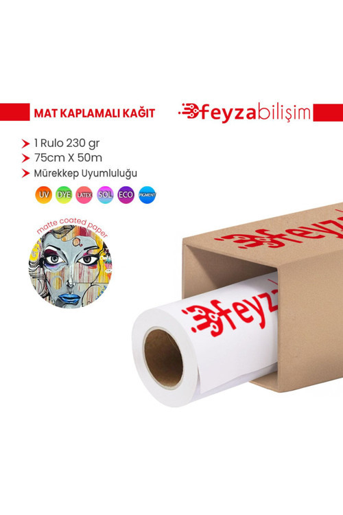 ® Mat Coated Kağıt (Kaplamalı) 230 Gr Rulo 75 Cm X 50Mt (1 Rulo)
