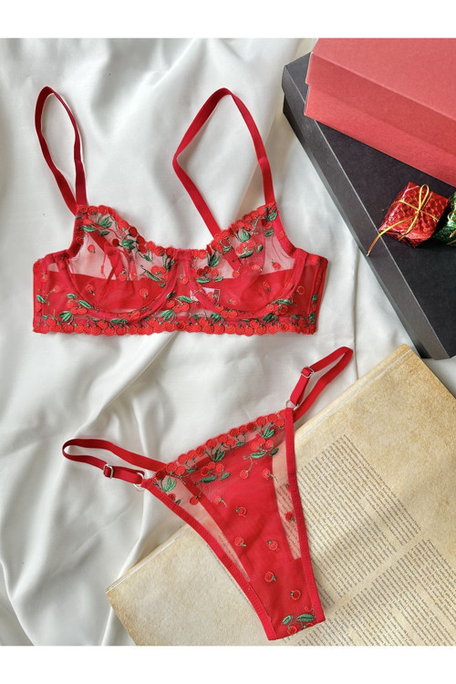 Cherry Red Bralet Takım Kırmızı 80A