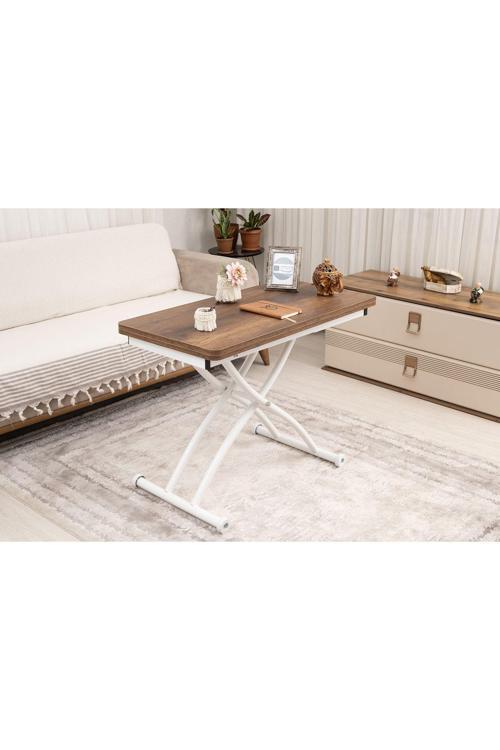 Mini Juppo Üst Tabla Mdf Barok Koyu Ceviz Oval Köşe Alt Ayak Beyaz Dışa Kıvrım