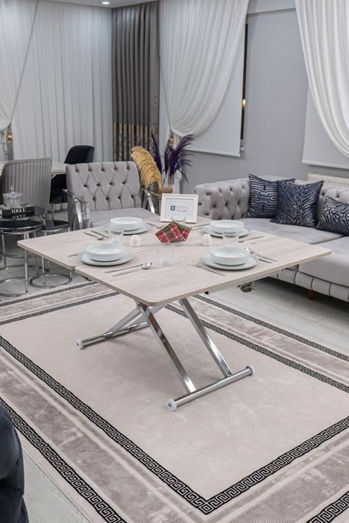 Akıllı Sehpa Home Üst Tabla Mdf Lizbon Alt Mekanizma Krom Kaplama