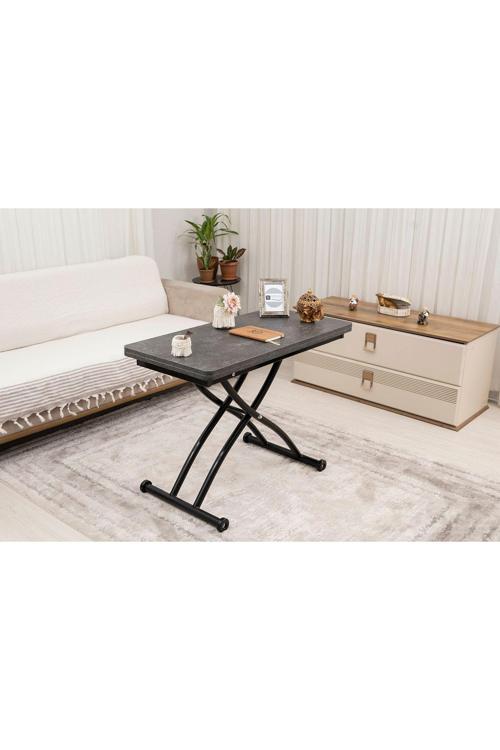 Akıllı Sehpa Mini Juppo Üst Tabla Mdf Kartal Oval Köşe Alt Ayak Siyah Dışa Kıvrım